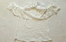 Golden Live Cream Floral Of The Shoulder Sheer Vest M/L Shirt