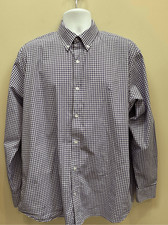 Tailor Bryd XL purple small check long sleeve button down dress short w-page blu