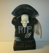 NEW 10" Spooky Halloween Tombstone Skull Skeleton Decoration RIP