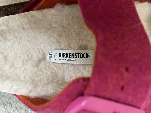 Birkenstock Arizona Rivet Doubleface Fuchsia & Orange Wool Felt & Fleece 46 13 - Picture 8 of 8