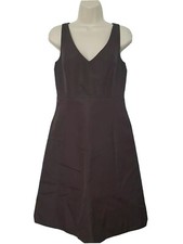 J Crew Brown Cotton Front Back Vneck Sleeveless Sheath Dress Women Sz 8 Medium