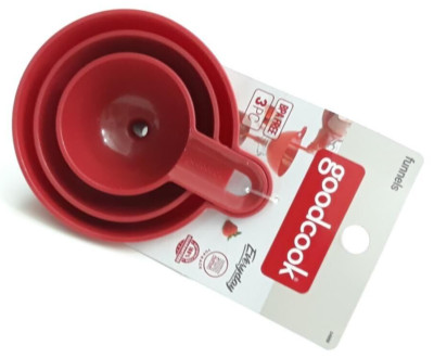 GOODCOOK 3 PC FUNNEL SET RED EXTRA SMALL SMALL MEDIUM