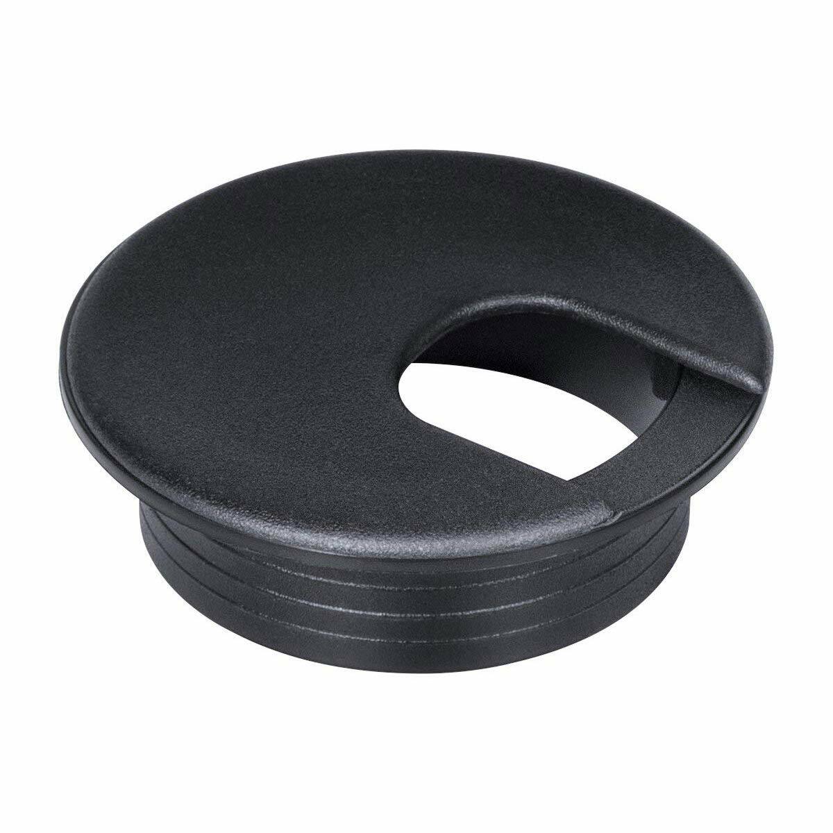 2" Black Desk Grommet 10-Pack – Plastic Wire Organizers & Computer Cable Hole Covers For Desks, Workstations & Tabletops – Detachable Lid