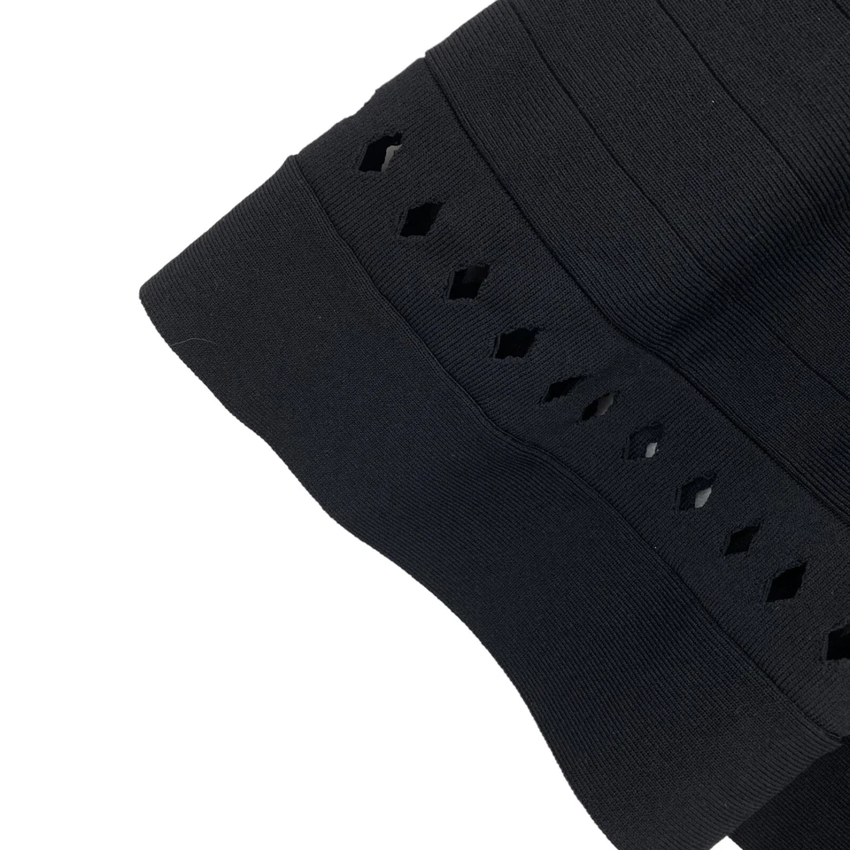 French Connection Fit & Flare Sweater Dress 0 Black Knit Sleeveless Hollow Cut - Image 4 of 4