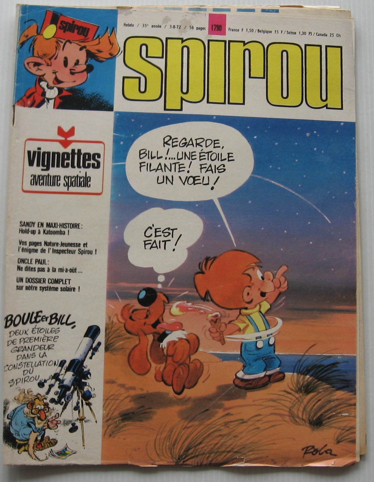 Spirou Journal No. 1790 Space Adventure Vignettes 1972 Good Condition