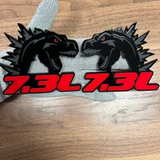 For Godzilla Badges Emblem RAGING 7.3 Red Eye, 2 Badges, Fender Angry Agressive