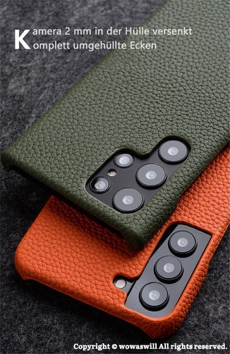 Echtleder Cover Case Innenfutter Rückseite Schutz Harte Schale Hülle für SAMSUNG - Picture 4 of 13
