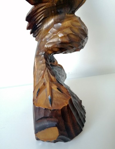 Vintage vulture eagle hawk wood sculpture Romanian wooden statue handmade carved - Picture 4 of 12