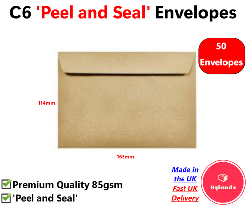Sobres Premium A6/C6 Manilla Marrón Peeling and Sello 85gsm, 114mm x 162mm - Imagen 6 de 11