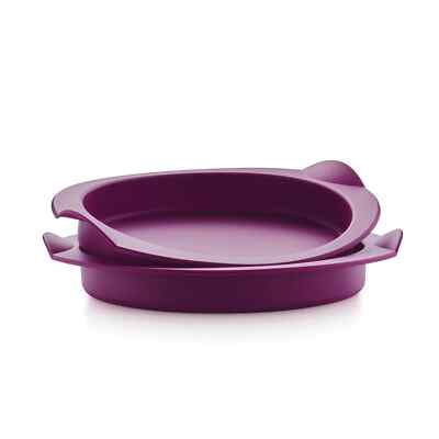 Set of 2 Tupperware Silicone Small Round Forms Cake Baking Mold Purple New