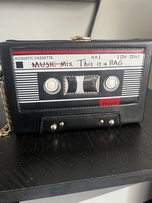 Cassette Tape Purse This is a Bag Retro Design Pocketbook Clutch  Gold Chain