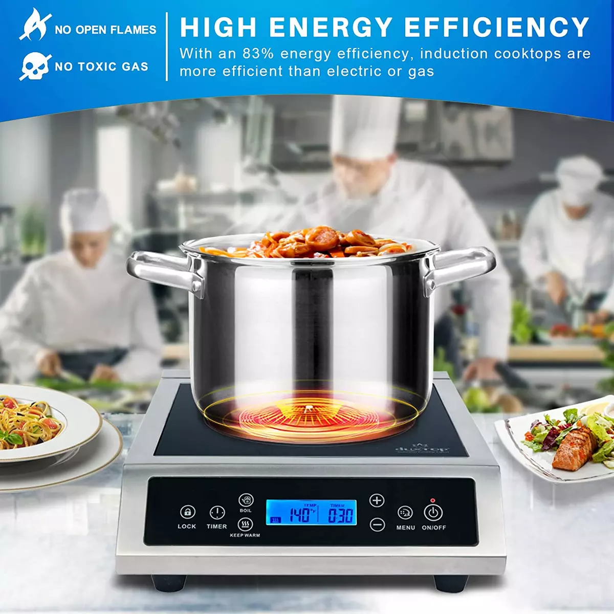 Avantco IC18DB Double Countertop Induction Range / Cooker - 120V, 1800W