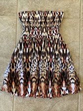 Sz Small American Rag Cie Strapless Summer Dress! Colorful Leopard Bubble Boho!