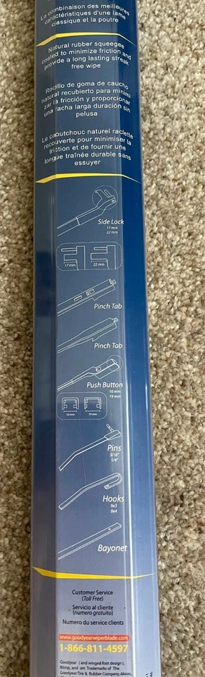 Escobilla limpiaparabrisas híbrida Goodyear 24 pulgadas 595 mm 770-24 única nueva, nunca usada Foto 4 de 4