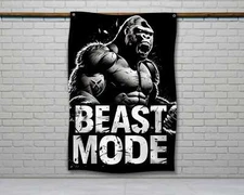 Beast Mode Gorilla Gym Flag - Motivational Fitness Wall Art Home Gym Decor