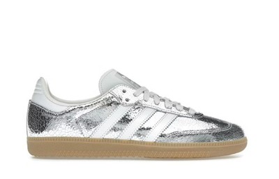 adidas Samba OG Silver Metallic Cracked Leather (Women's)