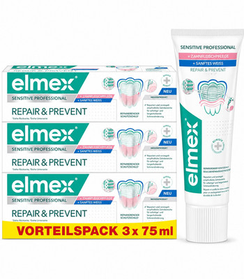 Elmex Sensitive Professional Repair&Prevent Sanftes Weiss 3er Pack, 3x75ml, OvP