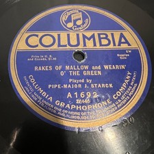 Scottish Bagpipes Solo 78 RPM Pipe Major J Starck Folk Scotland Bagpipe Columbia