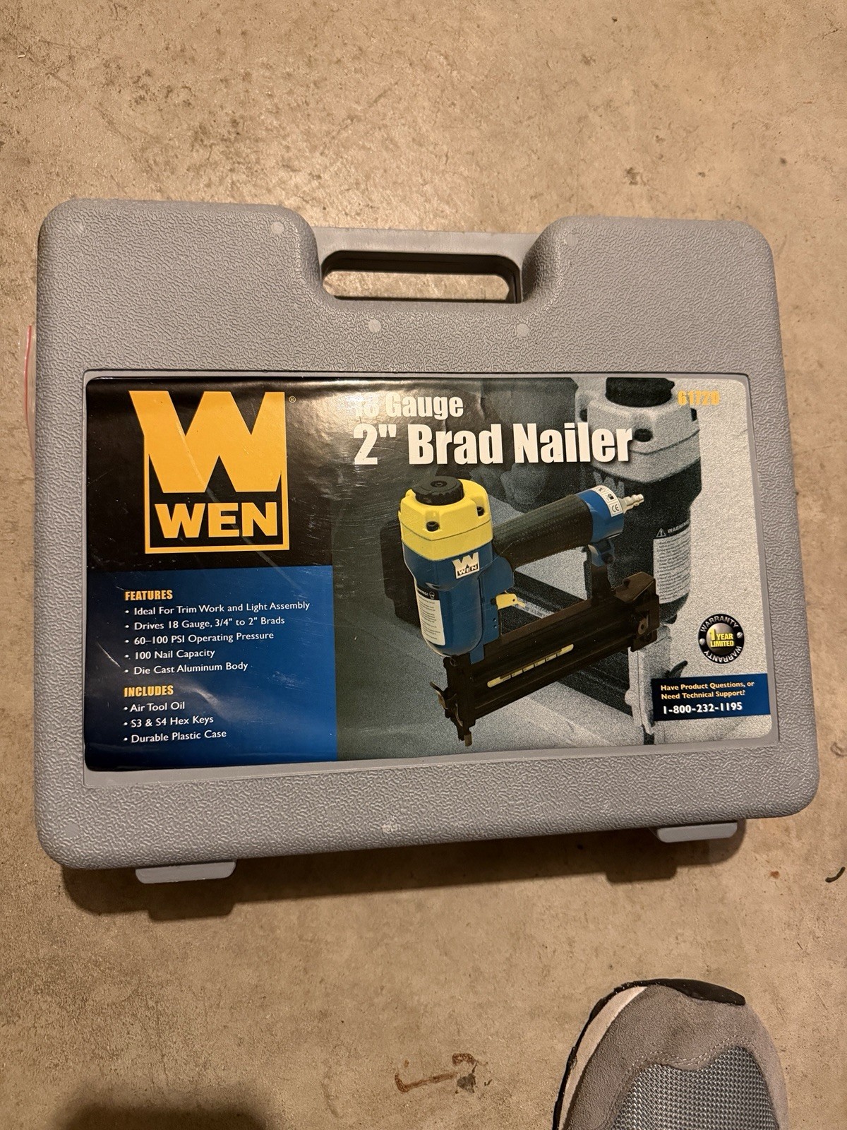 Wen 61720  2&rdquo; 18-gauge Brad Nailer Pneumatic NOS With Case