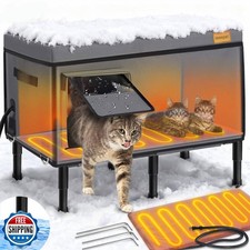 iweepet Large Heated Cat House for Outside Cat with Cozy Cushion,