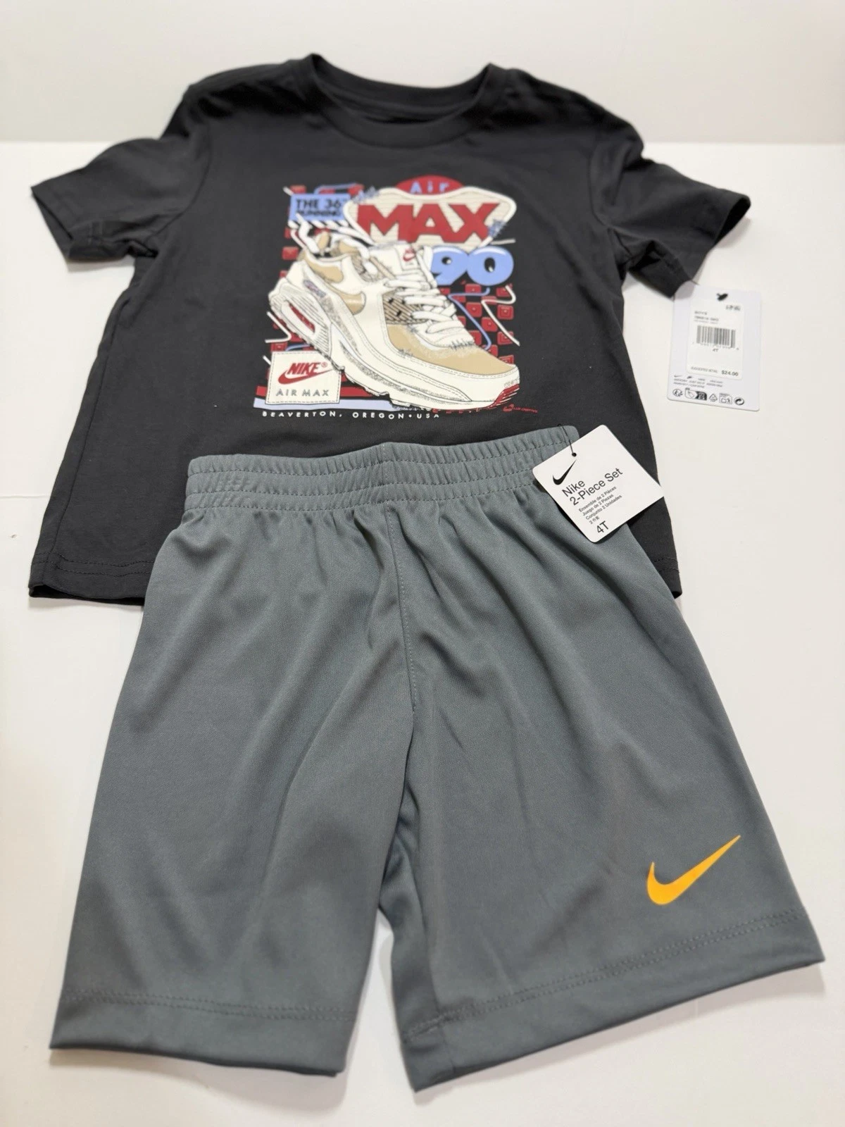 NIKE AIR TODDLER Kids T SHIRT AND SHORTS 2 PIECE SET SIZE 4T Air Max 90