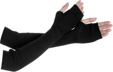 Arm Warmers Winter Fingerless Long Gloves for Women for Women with Thumb Hole