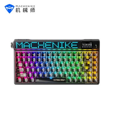 Machenike KT84-B84W Smart Screen Tri-Mode Black Gateron White Switch