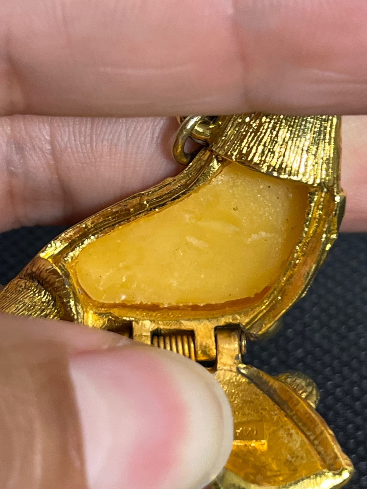 Vintage Max Factor Seal Solid Perfume Necklace Go… - image 16