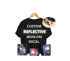 Custom Reflective Iron-On Decal - ANY TEXT OR LOGO - Personalized Heat Vinyl