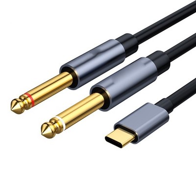 Aux Cable USB-C Type C to 2 x 6.35mm For Car Jack Stereo Audio Adapter 0.5m - 5m