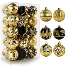 Black and Gold Christmas Balls Ornaments, 30pcs 2.36 Inch Shatterproof Gold a...