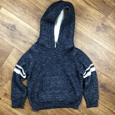 Janie And Jack Kids Sz 4 Blue White Sherpa Hood Pullover Sweater