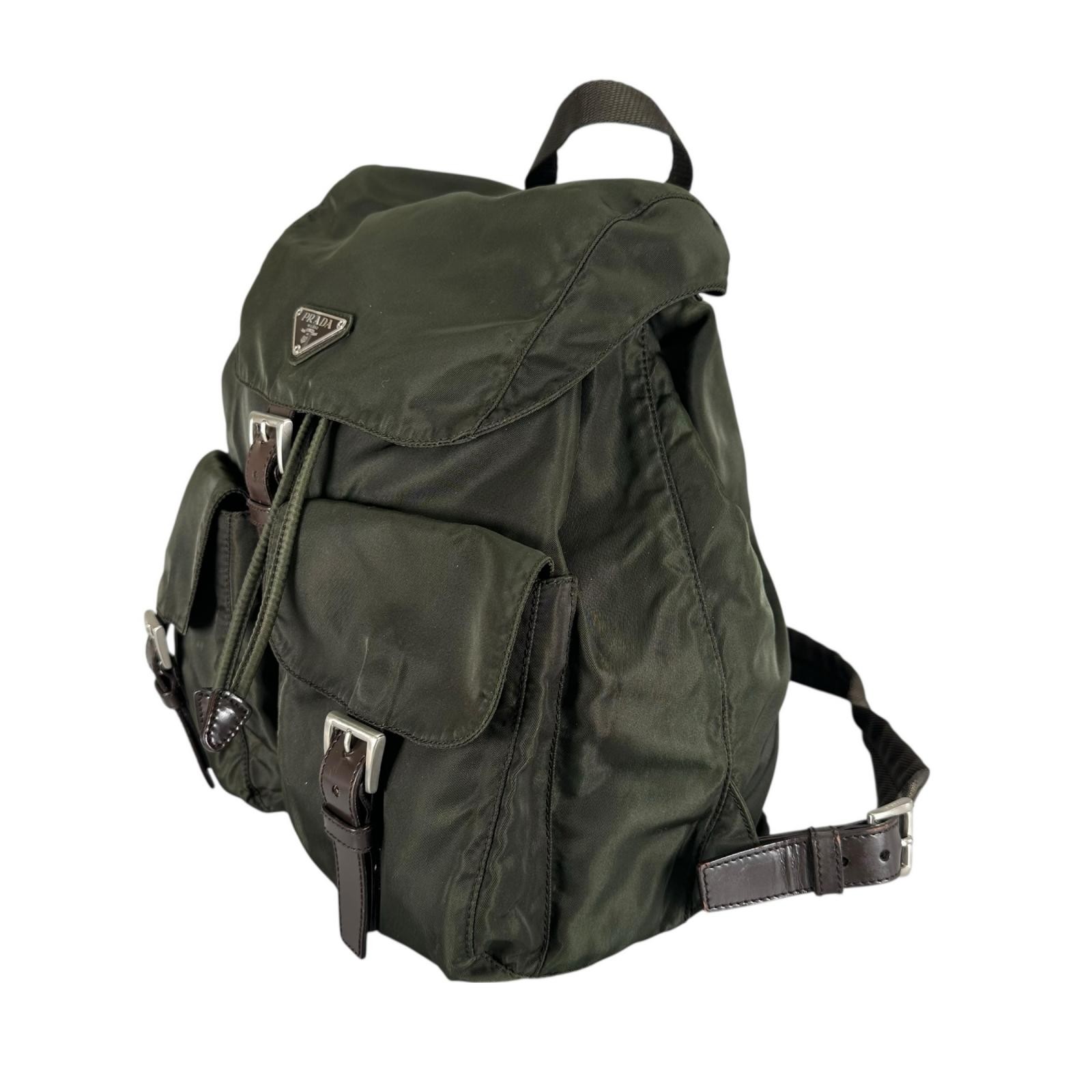 PRADA Triangular logo Backpack Â· Daypack khaki W… - image 2
