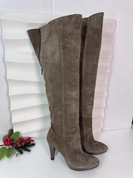 Women Les Venues Knee-High Boots Brown Suede 39