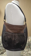 The Sak Medium Sized Two Tone Bronze Metallic Leather Shoulder Bag