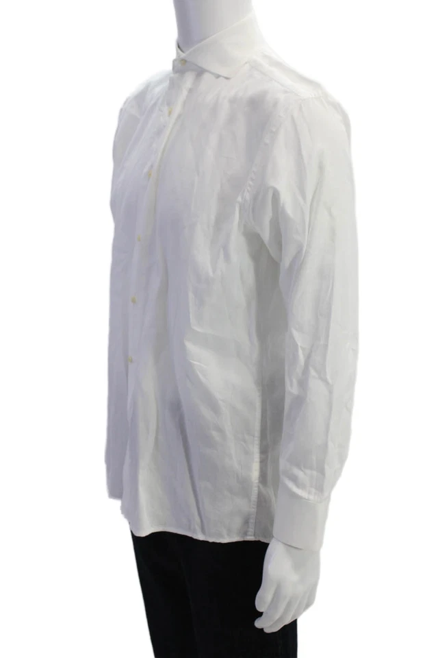 Camisa Isaac Mizrahi New York Para Hombres Algodón Cuello Abotonada Blanca Talla 15 Foto 2 de 4
