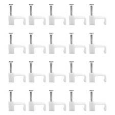 Pack Cable Clips, 8 mm White Flat Ethernet Wire Clips, Coax Cable Wall 100