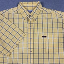 Vintage Carhartt Short Sleeve Button Down Workwear Shirt Mens L Yellow Plaid