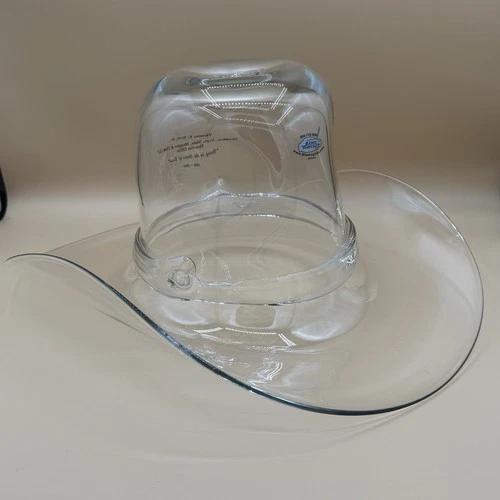 Blenko Glass 8433M Cowboy Hat Vase Ice Bucket in Crystal w/Personalization