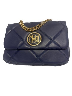 Badgley Mischka Blue quilted purse with detachable Crossbody chain