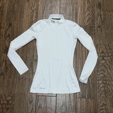 Womens Under Armour Cold Gear White Longsleeve FITTED Mock Top Shirt Size. XS
