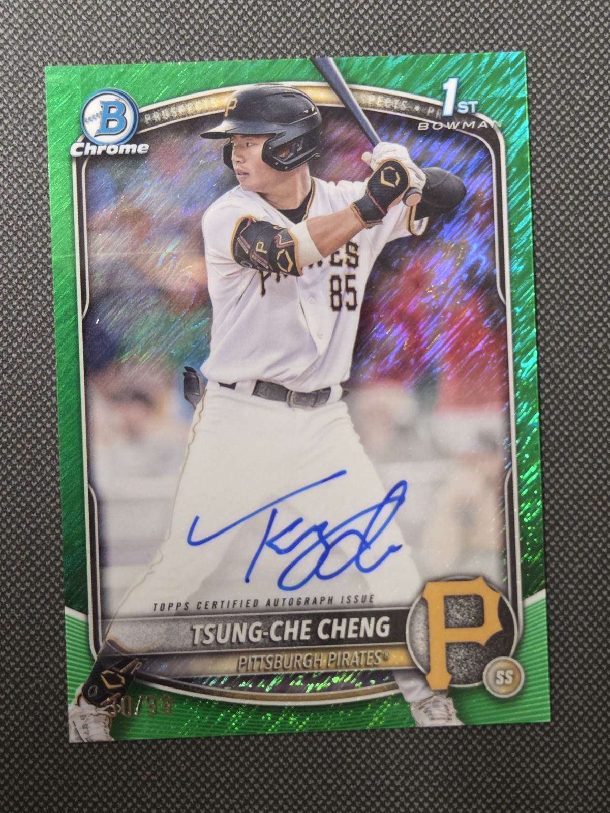 2025 Bowman Chrome Tsung-Che Cheng 1st Bowman Green Refractor Auto 30/99