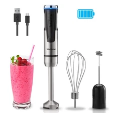 Cordless Hand Blender, Immersion Blender Handheld USB Rechargeable 8 Variable...