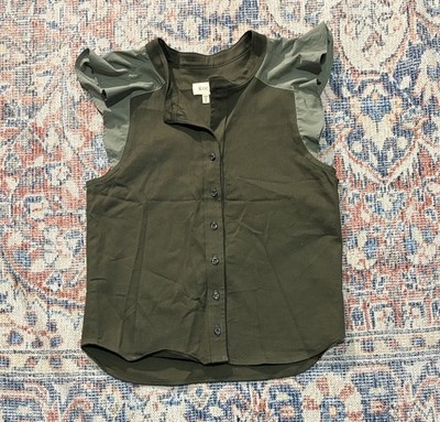 Koch Green Flutter Sleeve Top With Sequin Stars SZ S EUC 