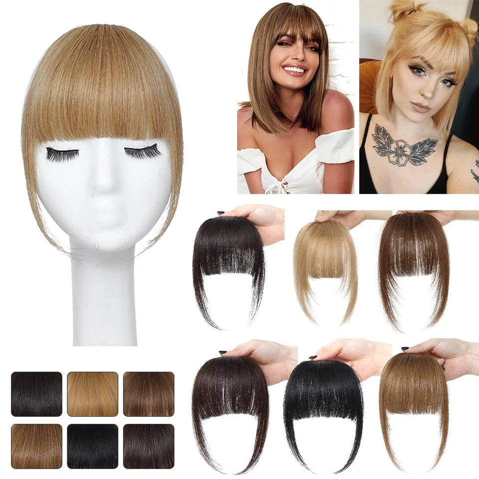 100 % Echthaar dünner 3D zarter Pony Clip in ECHTE Fransen Vorderteil Extensions. - Bild 3 von 4