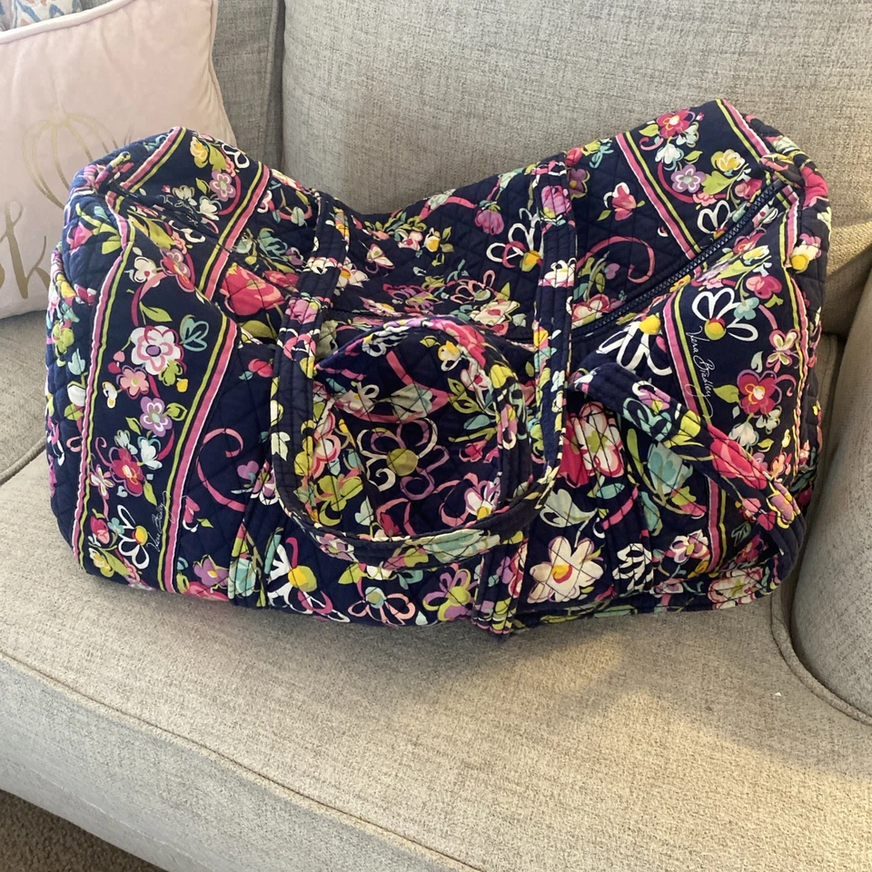 Vera Bradley ленты 22» темно-розовый цветочный печать хлопок выстеганная спортивная сумка - Изображение 2 из 4