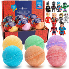 Superhero Bath Bombs for Kids with Surprise Toys inside 6 Pack - Large Bubble