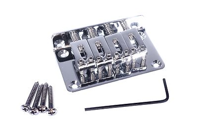 Cigar Box Guitar Parts: 4-string Chrome Hard-tail Adjustable Bridge