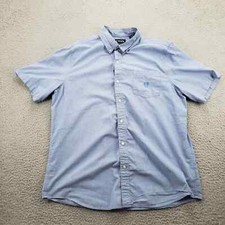 Chaps Shirt Mens XL Blue Button Up Pocket Casual Classiccore Short Sleeve Logo