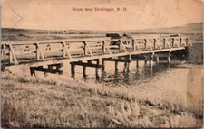 Hettinger ND Bridge Auto Bloom Brothers Publisher c1910s postcard JP7